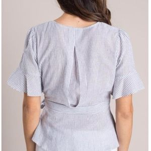 Seersucker Striped Wrap Top